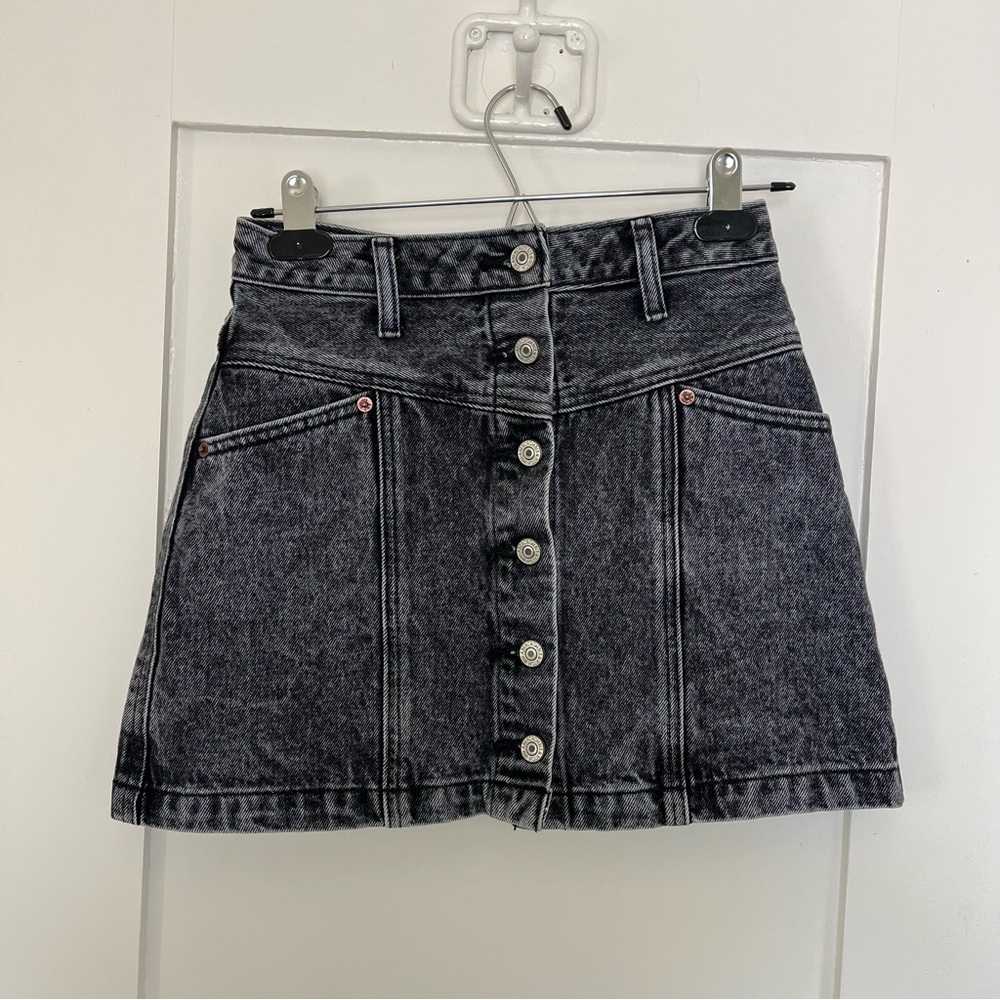 Abercrombie & Fitch Denim Button-Up Skirt - Black